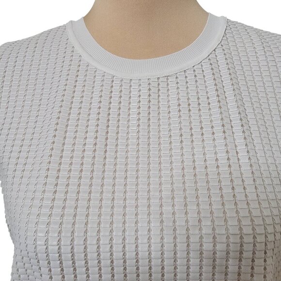 Vince Size M Ivory Lattice Overlay Silk Sleeveless Top, Exc. Used Condition - Picture 2 of 11